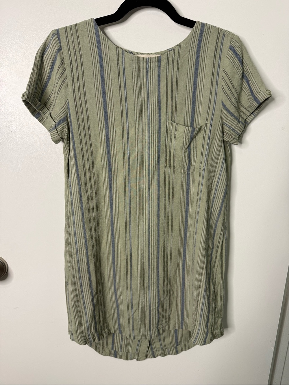 Cloth & Stone Striped Tunic Dress Sage Green Granola Coastal Crunch Boho